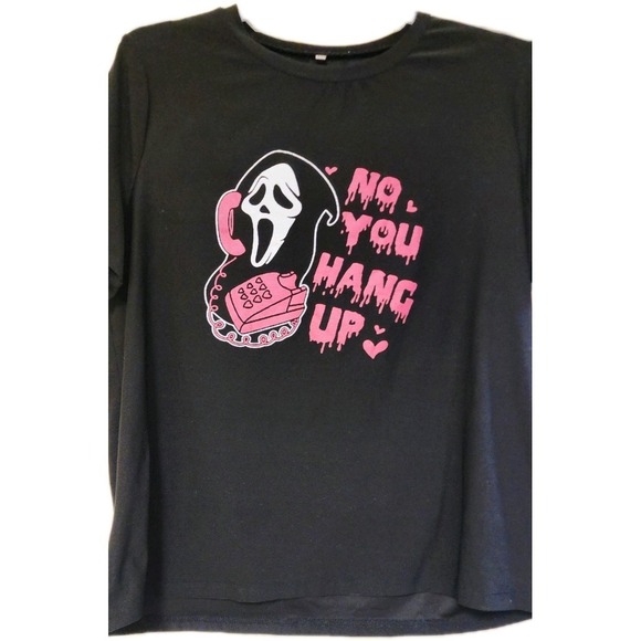 No You Hang Up Black Graphic T-shirt. Unbranded Sixe XL Womens - Picture 2 of 3